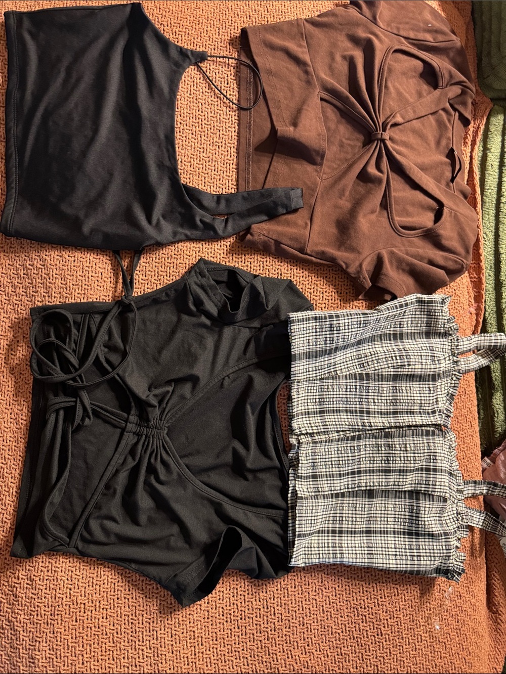 Mixed Crop Top Bundle - Black, Brown & Plaid